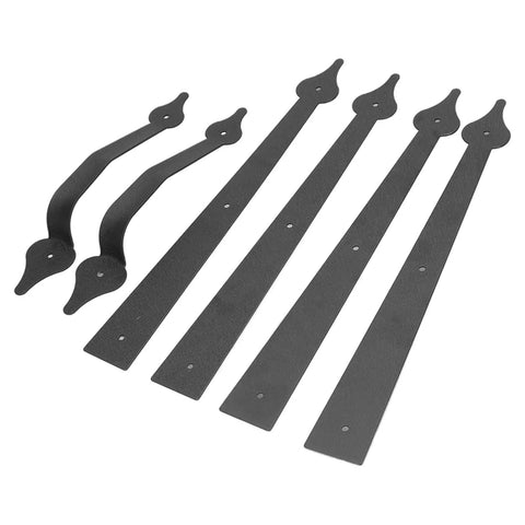 Matte Black Garage Door Hinges And Handles Kit, Carbon Steel Hardware Set With 4 Hinges And 2 Handles, Screw Mount Included