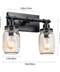 Industrial Mason Jar Vanity Lights 2 Pack With Clear Glass Shades Gold And Black Farmhouse Wall Sconces Over Mirror