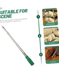 Stainless Steel Grain Sampler Tool With Handy Handle Compact Probe for sampling corn, rice, and wheat in various settings shown.
