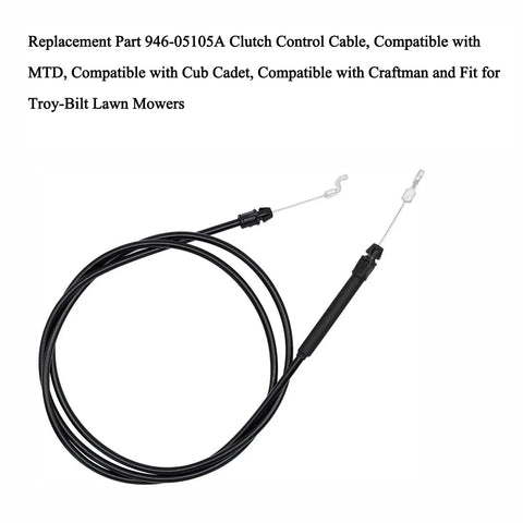 Heavy Duty Lawn Mower Clutch Cable Replacement 946-05105A mechanical engagement wire with dual Z ends for easy installation.