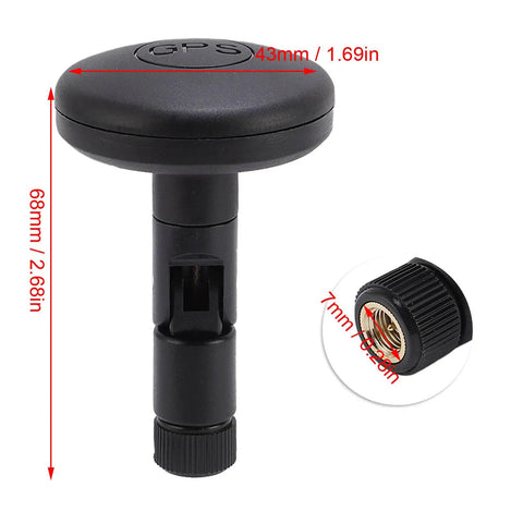 High Gain Ceramic Mushroom Antenna With SMA Connector, foldable design, dimensions 43mm x 68mm, depicted with screw fitting