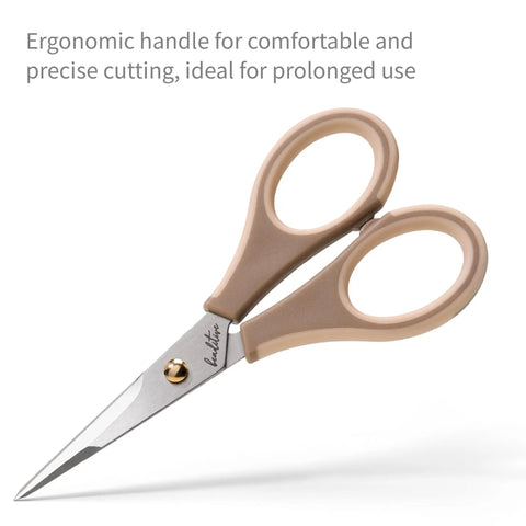 Ultra Sharp Precision Craft Scissors With Stainless Steel Blades And Non Slip TPR Handles, Scrapbooking Scissors For Adults And Kids With Safety Cap, Ideal For Home Office School Milk Tea Color, ergonomic handle