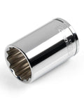 3/8 Inch Drive 23 mm Semi-Deep 12-Point Socket with Chrome-Plated Exterior, shown on white background