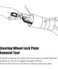 Diagram of Steering Wheel Lock Plate Removal Tool for Depressing and Removing Lock Plate Snap Rings in action