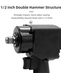 1/2 inch double hammer impact structure of Heavy Duty Pneumatic Impact Wrench And Hammer Kit delivering serious knockout torque.