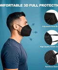 Five-Layer KN95 Face Mask Black For Men And Women Universal Fit All-Day Breathable Comfort Dust Protection Side View