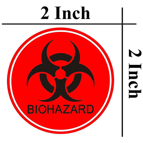 Top Notch 2 Inch Biohazard Warning Stickers With No Sweat Waterproof Coating And Ultra Conspicuous Vinyl Material For Heavy Duty Hazard Marking That Keeps Your Lab Or Workshop Legit Protected And Ready To Roll, 2-inch red biohazard label.