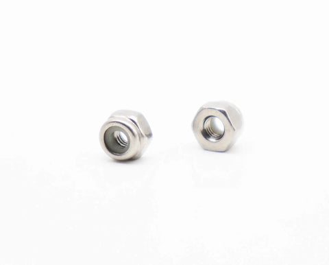 100 Piece M2 X 0.4mm Nylock Self Locking Nuts Crafted From Premium 304 Stainless Steel on a white background.