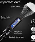 Palm Sized Portable LED Tent Light With Hanging Hook Emergency Lantern For Camping Hiking Backpacking Fishing And Power Outages Multicolor Glow 4 Pack Runs On 3 AAA Batteries Not Included showing compact structure with battery holder and switch button.