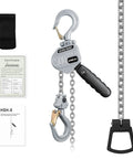 Mini Lever Chain Hoist 1100Lbs 0.5T With 10 Ft Lift Aluminum Alloy Come Along G80 Chain with storage bag and certificate