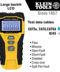 LAN Scout Jr 2 Ethernet Cable Tester For CAT5e CAT6 CAT6A RJ45 Cables With Backlit LCD Wiremap No Guesswork Fault Detection