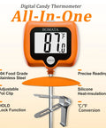 Digital Candy Thermometer With Pot Clip And Rotating Screen Deep Fry Oil Thermometer With Upgraded Silicone Insulation Cap For Accurate Frying Hands Free Readout And Easy Temperature Tracking. 304 stainless steel probe, pot clip