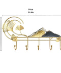 Heavy Duty Wall Mount Coat Rack With Five Slick Metal Hooks top shelf entryway organizer with golden decor for jackets hats and scarves.