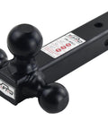 Tri Ball Hitch Mount For 2 Inch Receivers With 1-7/8 Inch, 2 Inch, And 2-5/16 Inch Black Tow Balls shown on white background