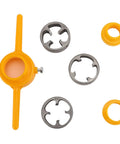 Mtlavishness Heavy Duty PVC Thread Maker Tool Kit NPT Tap Die Set 2 And 3 Inch Dies For Plastic Pipe Threading Repair And Plumbing Jobs With Stainless Steel Cutter And Tough Abs Housing, yellow