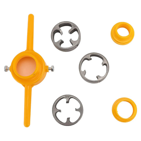 Mtlavishness Heavy Duty PVC Thread Maker Tool Kit NPT Tap Die Set 2 And 3 Inch Dies For Plastic Pipe Threading Repair And Plumbing Jobs With Stainless Steel Cutter And Tough Abs Housing, yellow