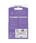 Back of purple packaging for Headache Prevention Earplug With Pressure Filtering Tech, showing directions and noise reduction rating