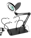 Helping Hands Soldering Station With 5X 10X Magnifying Lamp And Four Flexible Arms LED Bright Light For Precise PCB Work EU Plug