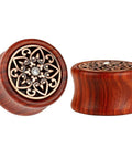 Sun Moon Organic Wood Saddle Ear Plugs Set Eight Pairs For Tunnels And Piercings Gift Box Finely Polished Easy Insertion