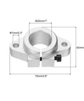 Set Of 4 SHF25 Aluminum Linear Rail Shaft Supports For 25mm Shaft, Rhombus Clamp Mounts With Wrenches, 7mm Holes, Built For CNC Machines, 3D Printers, And Automation Gear, Silver Tone shown with dimensions