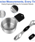 Magnetic Measuring Cups And Spoons Set For Kitchen Use With Nesting Design And Readable Measurements, stainless steel detail