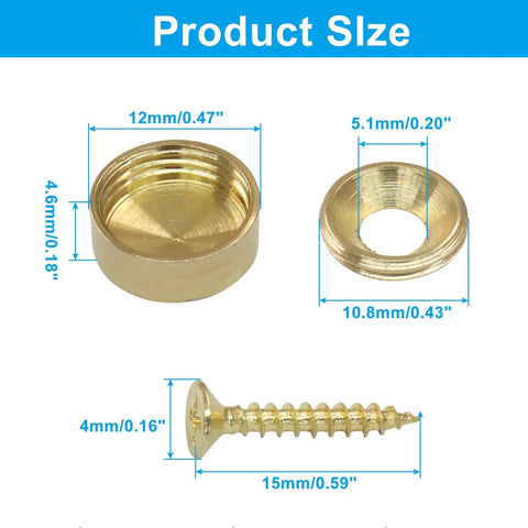Knock Those Ugly Threads Aside With Our Premium Solid Brass Screw Covers This Sixteen Piece Set Of Retro Decorative Hardware Caps 12mm cap and screw dimensions.