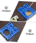 Effortless Concealed Hinge Hole Drilling Kit For Woodworking With 35mm Drill Bit Positioner And Precision Hole Puncher shown on wood surface