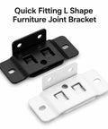 Sturdy No Wobble Heavy Duty L Shape Furniture Joint Brackets Kit With Screws Quick Fit Right Angle Corner Braces Black White