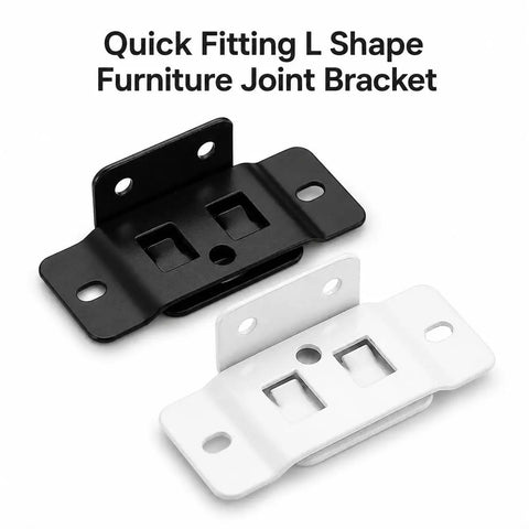 Sturdy No Wobble Heavy Duty L Shape Furniture Joint Brackets Kit With Screws Quick Fit Right Angle Corner Braces Black White
