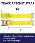 Heavy Duty Ratchet Tie Down Straps 2 Inch By 15 Foot Four Pack For Securing Cargo With Zinc Plated Steel Hardware