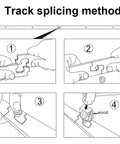 Illustration showing track splicing method for Heavy Duty Bypass Barn Door Hardware Kit With One Track And Mute Rollers.
