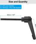 4 Piece Lever Adjustable Handles M5 By 50mm Metric Male Thread With Nuts And Washers Level Clamping Handle Set side view