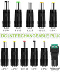 Universal 9V 2A Power Adapter With 11 Interchangeable DC Tips, 100V-240V Worldwide Input, 5.5x2.1mm Barrel, Positive Center, Delivers 18W For 0.1A-2A Devices, Fits Cameras, Small Electronics, And Home Gear. 11 DC plug tips