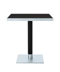 Square table with brushed aluminum edge banding, emphasizing Brushed Aluminum Edge Banding One And A Half Inch Wide By Twenty Five Foot Long Flexible Non Glued PVC Veneer Trim For DIY Tables Cabinets And Furniture Durable Real Wood Look Decorative Edge.