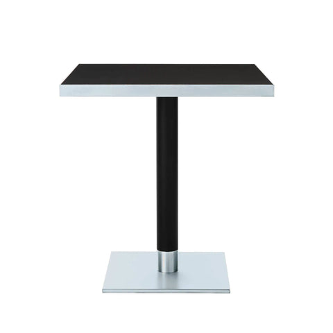 Square table with brushed aluminum edge banding, emphasizing Brushed Aluminum Edge Banding One And A Half Inch Wide By Twenty Five Foot Long Flexible Non Glued PVC Veneer Trim For DIY Tables Cabinets And Furniture Durable Real Wood Look Decorative Edge.