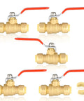 1/2 Inch Push Fit Ball Valve With Drain Full Port Brass Shut Off For Copper PEX CPVC Plumbing Fittings Pack Of 5