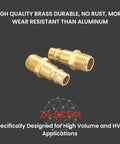 Two brass 1/4 in NPT male quick-connect air fittings, high-flow V-style