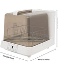 Straight Up Portable Countertop Dishwasher With Built In Reservoir And 360 Degree Rotary Spray, featuring touch controls and dimensions.