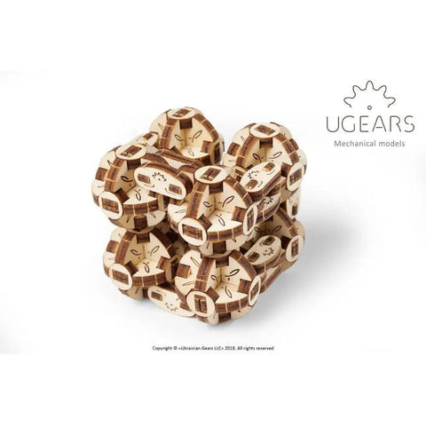 Flexi Cubus Mechanical Wooden 3D Puzzle Cube Of Eight Jointed Spheres With Flexible Connectors For Rolling Motion Awesome Geometric Construction Kit For STEM Play Mind Blowing Brain Teaser, wooden 4.5x2.4x1.1 in cube