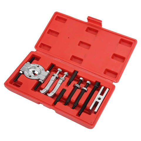 Bearing Puller Kit With Separator 9 Piece Pro Grade Set in red case with metal jaws and extensions for cars and trucks