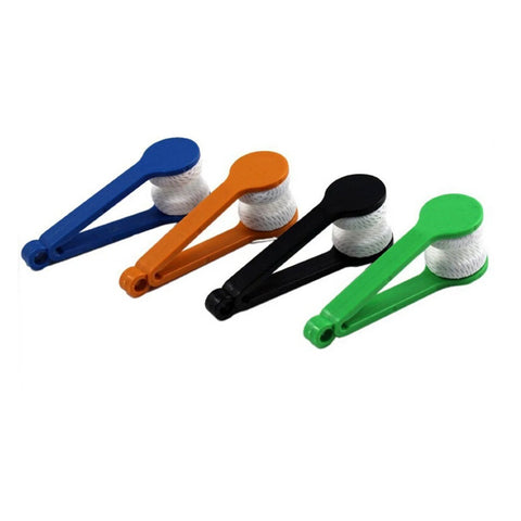 Set of five colorful eyeglasses cleaning clips with microfiber rollers