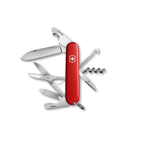 Premium Red Swiss Army Knife, Slick 16 Function Pocket Multifunction Tool With Bottle Opener, Wire Stripper, Scissors And Screwdriver For Everyday Carry Hustle, Hardscrabble Tasks And Quick Fixes