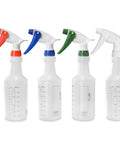 Boss Grade 16 Oz Spray Bottles 4 Pack With Dilution Ratios And Ounces To Milliliters displayed with color-coded caps