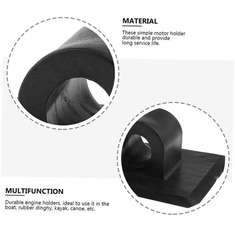 Close-up of black PVC kayak motor mount bracket, highlighting durable build and multifunction use