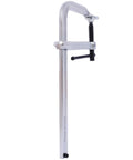 Heavy Duty Drop Forged Steel F Clamps 1400 Lbs Force shown side view with 12 Inch Jaw Opening for woodworking and metal fabrication.