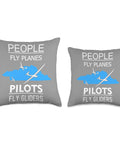 Plane Lover Throw Pillow With Gliding Glider Theme, Pilot Vibes And Soaring Aircraft Decor; dual-sided print with glider design