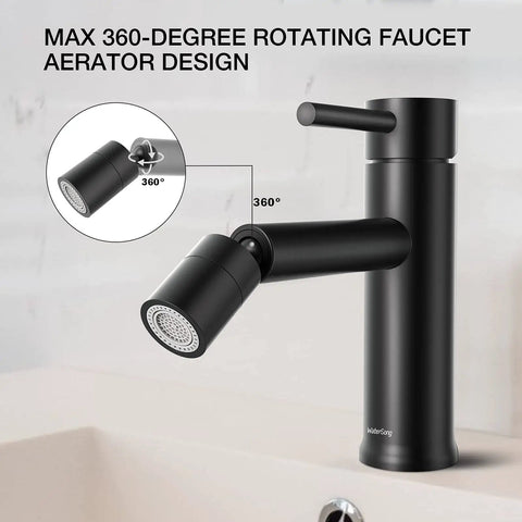 Black 360 Degree Swivel Aerator Bathroom Sink Faucet With Built In Aerator And 360 Degree Rotation, matte black finish