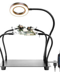 Soldering Station With 5X Magnifying Light And Adjustable 4 Arm PCB Holder For Soldering Assembly And Repair Heavy Duty Magnetic Base