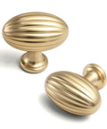 Oval Fluted Zinc Alloy Cabinet Knobs In Champagne Bronze, Vintage Dresser Handles For Kitchen And Bathroom Cabinets, Durable Drawer Pulls