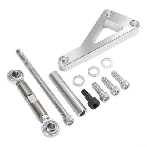 Premium Sbc Alternator Bracket Kit Fits Chevy 350 V8 Long Water Pump Serpentine Belt Setup Robust Silver Metal Heavy Duty Mounting Hardware Perfect For Hot Rods And Cams, silver bracket and hardware